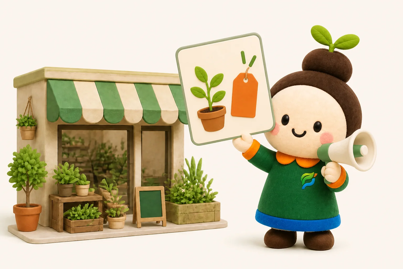 ぷらぷろんが、セール情報などの店舗からのお知らせを登録してアピールできる様子を案内しているイメージ